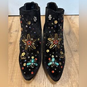 Betsey Johnson Black Embellished Ankle Boots
